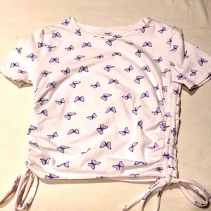 Hollister XS butterfly Baby Tee EUC-like new, ties at side, soft material